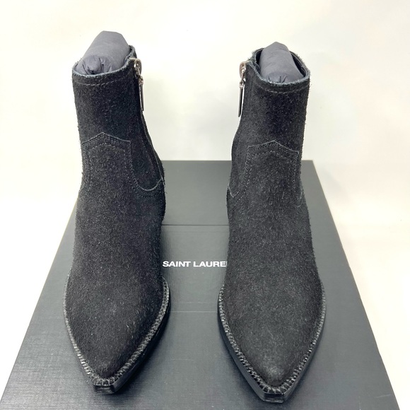 Saint Laurent Shoes - Saint Laurent Lukas Suede Western Ankle Boots